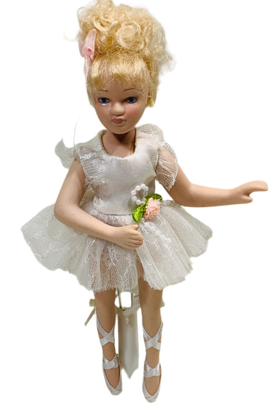 Porcelain Ballerina with Aposable Limbs/Head 8" White Dress