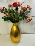 Large Gold Painted Vase WITH Rose Bush Branches 30"