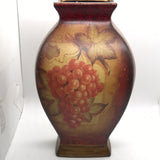 Large Decorative Vase DECOR ONLY LT CHIPPING Burgundy w/Grapes 11"