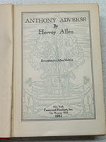 Vintage Book 1933 Anthony Adverse Red hard Cover Book by Hervey Allen