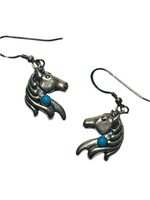 Sterling Silver 925 EARRINGS Dangly Horse Heads