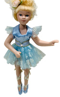 Porcelain Ballerina with Aposable Limbs/Head 8" Blue Dress