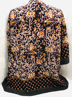 EUC! Liz Claiborne Shawl/Kimono/Cover Up Black, Orange, Purple Floral Waist Length Ladies S/M