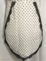 NWT! BCBGeneration Dress Sheer White with Black Dot Lace Fringe Hem Ladies 2