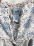 Vintage Lanz of Salzburg Flannel Nightgown White with Blue Flowers Ladies L (Lt Staining/Picking)