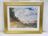 Framed Glass Art MONET Pomenade a Argenteuil in Gold Frame 24" x 20"