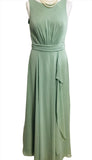 EUC Amsale Bridesmaid/Prom/Ball Gown Dress Sheer Olive Green Ladies 8