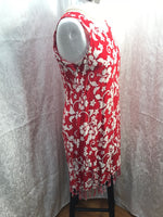 Castaways by Cromer Hawaiian Style Dress Red Floral Fringe Bottom Ladies S