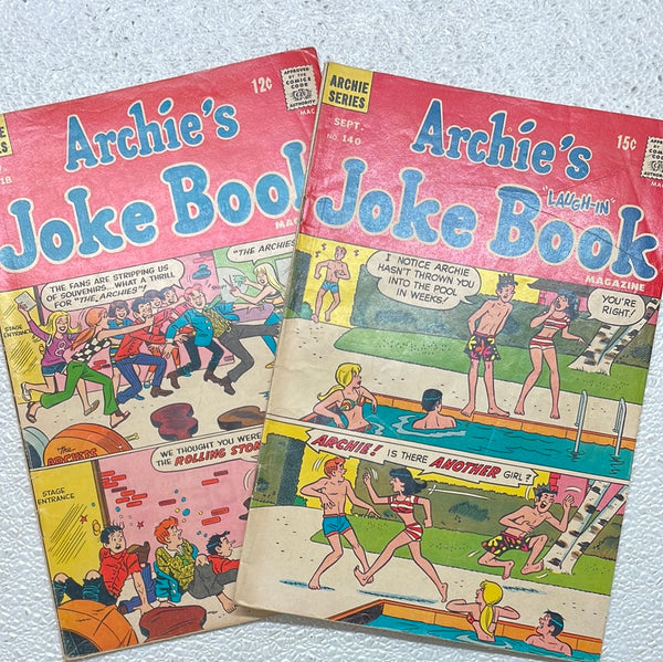 Comic Book Archie Series: 1969 Archie'e Joke Book 2 Book Set 140, 118  WORN