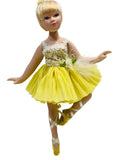 Porcelain Ballerina with Aposable Limbs/Head 8" Yellow Dress