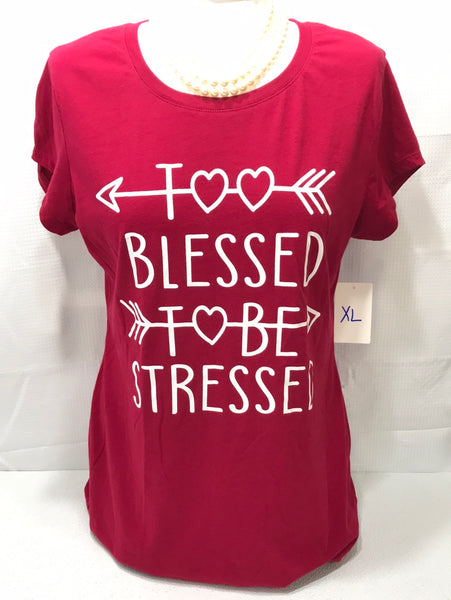 Graphc Tee Wound Up "Too Blessed..."  WIne Color Juniors XL