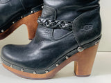 UGG Austrailia 3209 Savannah Boot Black Leather Studded Ladies 8 LT WEAR