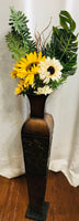 Metal 38" Vase w/ Artificial Flowers 52" Overall Ht