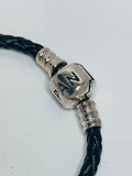 Pandora Sterling Silver 925 Clamp Leather Rope Bracelet