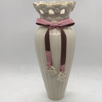 Vintage (NEW!) Lenox Ivory Porcelain "Tied with Love" Bryanna Bud Vase 8.5”