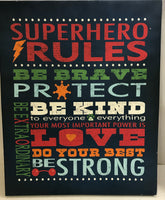 Canvas Wall Art "Superhero Rules"  30" x 24"