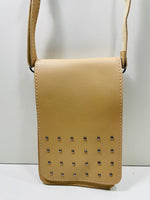 Unbranded Crossbody Phone/Wallet Purse Tan with Studded Flap