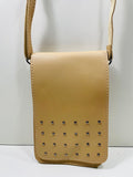 Unbranded Crossbody Phone/Wallet Purse Tan with Studded Flap