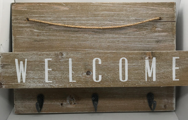 Wooden "Welcome" Organizer / Key Holder