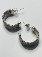 Sterling Silver 925 EARRINGS Wide Half Hoops