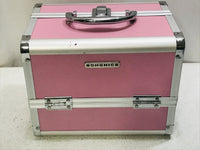 Songmics Caboodle Style Makeup Carry Case Pink & Silver HAS MAKUP STAINING INSIDE & OUT 9" x 7" x 7"