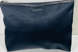 Celebrity Zipper Makeup Pouch Black Satin Leather Trim LT WEAR