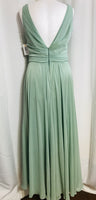 EUC Amsale Bridesmaid/Prom/Ball Gown Dress Sheer Olive Green Ladies 8