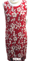 Castaways by Cromer Hawaiian Style Dress Red Floral Fringe Bottom Ladies S