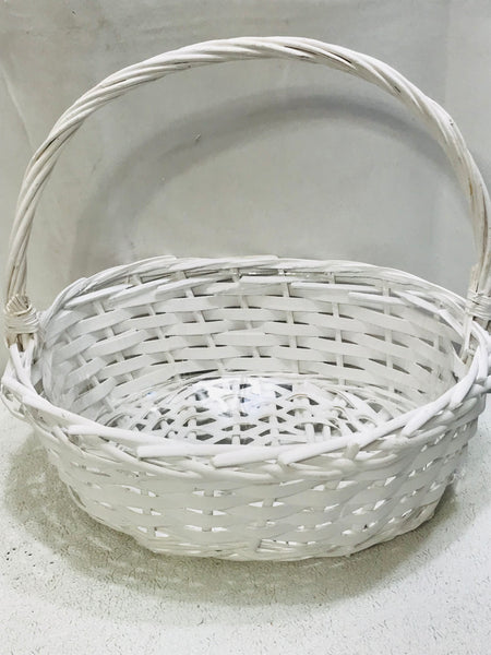 White Wicker Basket 12"