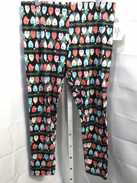 No Boundaries Christmas Leggings Black with Coloful Lightbulbs Juniors XXL 19