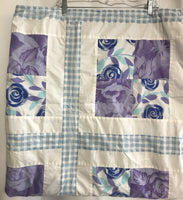 Blue & White Reversible Lap Quilt 48" x 48" FRESHLY LAUNDERED