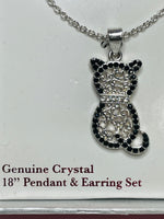 NEW! CAT Crystal Pendant Earring Set