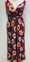 NWT! As U Wish Romper Flower Short Pants Burgundy with Orange & Blue Flowers Juniors M