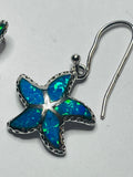 Sterling Silver 925 EARRINGS Dangly Starfish with Abalone inset