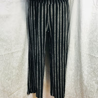 Rewind 2PC Black And White Striped Outfit Off the Shoulder Crop top with Flowy Cropped Pants Ladies M