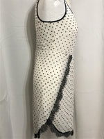 NWT! BCBGeneration Dress Sheer White with Black Dot Lace Fringe Hem Ladies 2