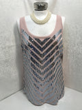 NWT! Express Light Pink Tank Top W/ Cilver Cevron Sequin Ladies M