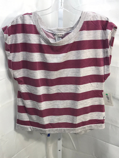 Self Esteem Burgundy & Grey Stripe Open Back Shirt Juniors M