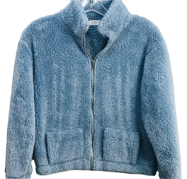 Beautees Full Zip Soft Sherpa Like Jacket Baby Blue Girls L