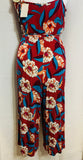 NWT! As U Wish Romper Flower Short Pants Burgundy with Orange & Blue Flowers Juniors M