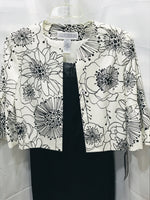 Vintage Jessica Howard Dress NWT 2 PC Black Dress with Black White Flower Jacket Ladies 6