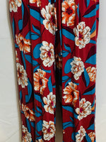 NWT! As U Wish Romper Flower Short Pants Burgundy with Orange & Blue Flowers Juniors M