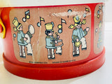 Vintage Toy 1979 Fisher Price Marching Band Kit: Drum (craked on bottom) with Hand Instruments