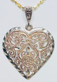 Sterling Silver 925 Pendant Large Heart 1.5" NO CHAIN