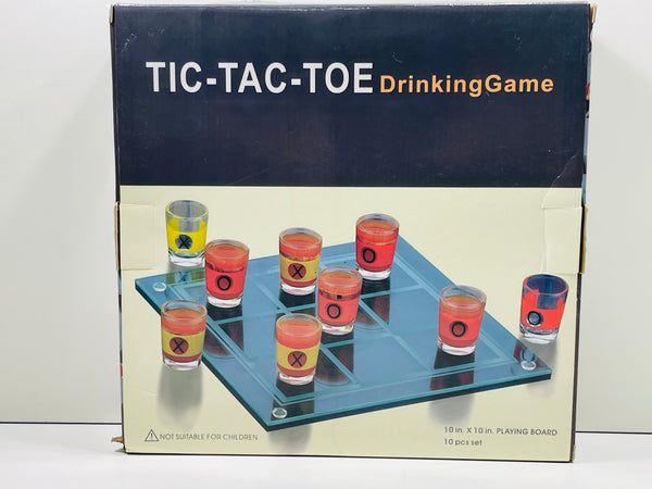 NEW! Tic-Tac-Toe Drinking Game Glass Board with Galss Shot Glasses