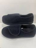 EUC Unbranded Slippers with Hook & Loop Closure Black Fabric with Hard Soles Mens 13