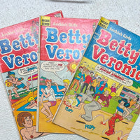 Comic Book Archie Series: 1969 Betty and Veronica 3 Book Set 153, 154, 164 WORN