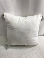 Decorative White Pillow w/ Gray Tassels 13" x 13"