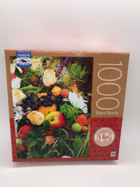 Milton Bradley UNCOUNTED Fruit & Flowers Puzzle 1000 pcs