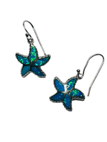 Sterling Silver 925 EARRINGS Dangly Starfish with Abalone inset